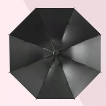 1支時尚女款波點印花防曬遮陽傘,雙用途陽傘三折晴雨傘 - 黑色 - 查看 4