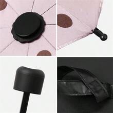 1支時尚女款波點印花防曬遮陽傘,雙用途陽傘三折晴雨傘 - 黑色 - 查看 3