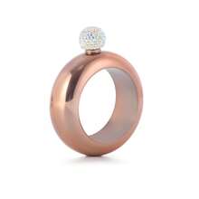 Pulsera petaca de acero inoxidable de 3.5 oz, hecha a mano con tapa de cristal, forma hueca y redonda, portátil para bailes, cumpleaños y fiestas (brillante oro rosa). - Dorado - Ver 8