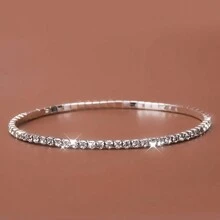 1pc Sparkling Rhinestone Elastic Women's Anklet, Fashionable Daily Accessory - Silver - View 13