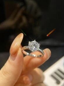 Newsoul 1 PC Bạc 925 0.5ct 1ct 2ct Thật Moissanite Nhẫn Cưới, Nhẫn Nữ Cao Cấp Trang Sức Chất Lượng - Bạc - Xem 6