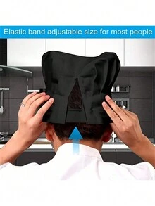 1 件成人廚師帽,附可調式鬆緊帶,適合烘焙、烹飪和廚房用具 - 白色 - 查看 6