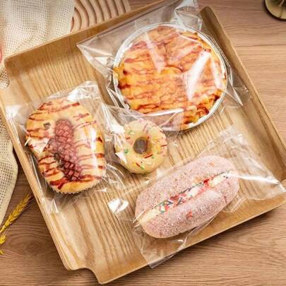 100枚/200枚クリアOPP袋、使い捨てプラスチック包装袋パン、ケーキ、タルト、クッキー、ペストリー、ベーカリーの必需品