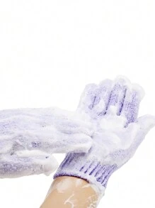 2pcs/6pcs/10pcs Random Colored Five Finger Shower Gloves, Household Shower Towels, Frosted Shower, Children's Household Products, Elastic Back Wiping Shower Cleaning Gloves