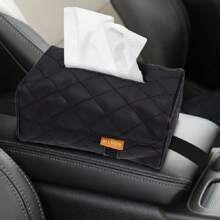 1pc PU Leather Car Tissue Box Rear Seat Sun Visor Hanging Holder Auto Interior Organizer Tissue Drawer Container Bag Accessories - Black - View 2