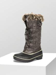 Women's Warm Mid Calf Winter Snow Boots Waterproof Outdoor Winter Holiday Festival Black Boots - Đồng - Xem 4