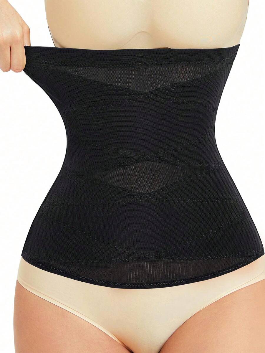 JUNLAN Waist Trainer For Women Tummy Control Shapewear Breathable Cross Mesh Corset Cincher Sport Girdle Body Shaper - Black - View 1