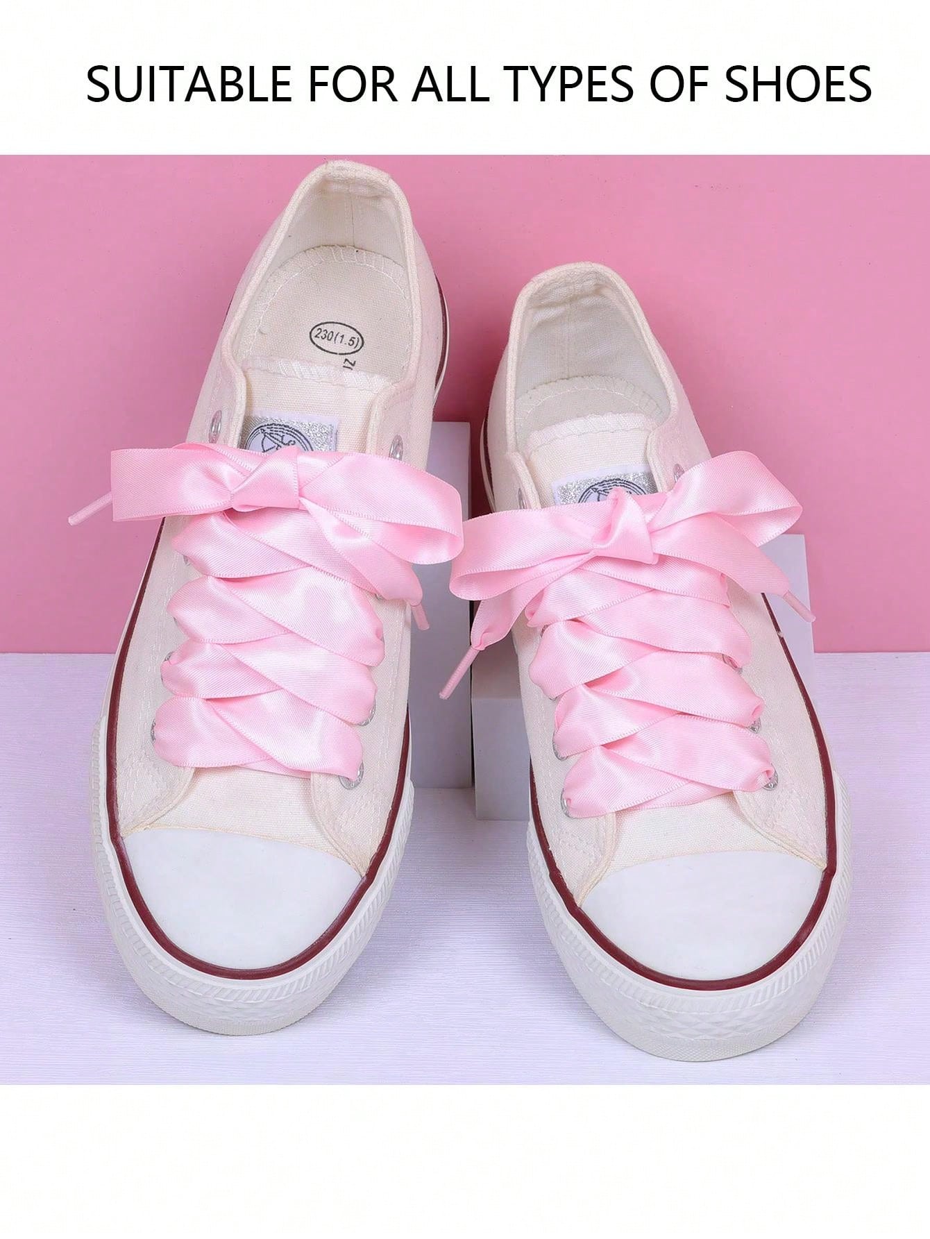 1pc Wide Satin Flat Colorful Shoelaces, Suitable For Ladies And Girls