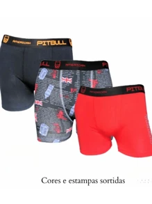 Cueca Boxer Pitbull Premium Adulto em Microfibra Cueca Box Masculina - Multicolorido - Visão 1