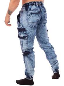 Soldier Cargo Pants Washed With Destruction Military Jogger Skinny Camouflage Men's Urban Fashion Pocket With Adjustable Drawstring