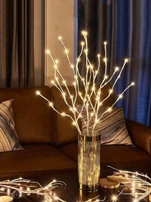 1pc Tree Branch Shaped Decorative Light, 20 Led Warm Lightness Novelty Light, For Home Decor - Yellow - View 3