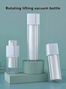 高級旅行化妝乳液分配器瓶,防誤觸旋轉噴頭,方便壓式真空分配器,具有高美學吸引力 - 透明白色 - 查看 11