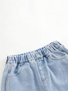 MARC&JANIE 少女時尚基本款寬腳牛仔褲