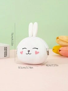 1入組卡通兔子造型矽膠扣環小手提可愛包,適合使用 - 白色 - 查看 5