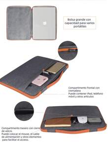 13-16 Inch Laptop Sleeve Case For Macbook Air 13 15 M1 M2 2012-2023 / Macbook Pro 13 14 15 16 2010-2022 / 14-15.6 Hp Dell Acer Chromebook Surface Notebook Waterproof And Shockproof Bag With Pocket Of Accesories