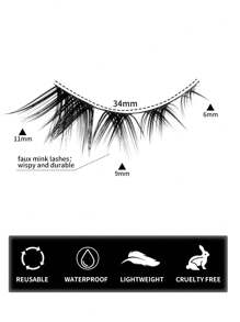 1盒/5對假睫毛套裝,可重複使用,適用於日常穿著、約會、派對、表演、野餐、女生夜晚聚會 - 黑色 - 查看 2
