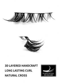 1盒/5對假睫毛套裝,可重複使用,適用於日常穿著、約會、派對、表演、野餐、女生夜晚聚會 - 黑色 - 查看 4