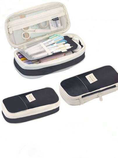 Cross-Border Exclusive, Japanese And Korean Style, Macaron-Colored Dual-Purpose Large Capacity Pencil Case, Stationery Box, New Pencil Case, Gift, Jewelry Organizer, Simple Storage Bag For Boys And Girls Back To School, Back To School, School Supplies, Pencil Pouch, School Bag