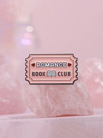 1pc Romance Book Club Ticket Shaped Brooch Pin, Cartoon Badge Design Suitable For Daily Wear - Men's And Women's Clothing And Backpack Accessory