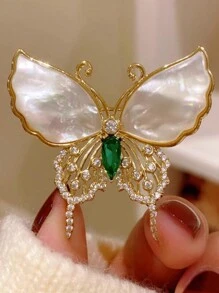 1 件礼物珠宝配饰服装腰带蝴蝶胸针水钻奢华轻质 - 綠色 - 查看 3
