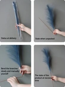 1個長25.59英吋人造纖維植物,配有5個帶流蘇的羽毛和波西米亞風格的草,適用於婚禮/派對/家居/節日裝飾 - 白色 - 查看 2