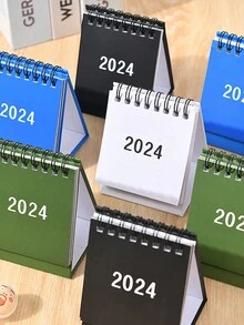 1入組2024小型石榴紅色日曆,簡約桌面裝飾,創意筆記本禮物日曆,倒數提醒和計劃組織器 - 彩色 - 查看 9