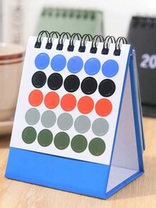 1入組2024小型石榴紅色日曆,簡約桌面裝飾,創意筆記本禮物日曆,倒數提醒和計劃組織器 - 彩色 - 查看 4