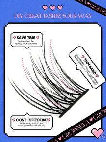 Groinneya Diy 睫毛120支c捲長單根混合托盤人造水貂睫毛帶簇延長(120-zj1005) - 黑色 - 查看 4