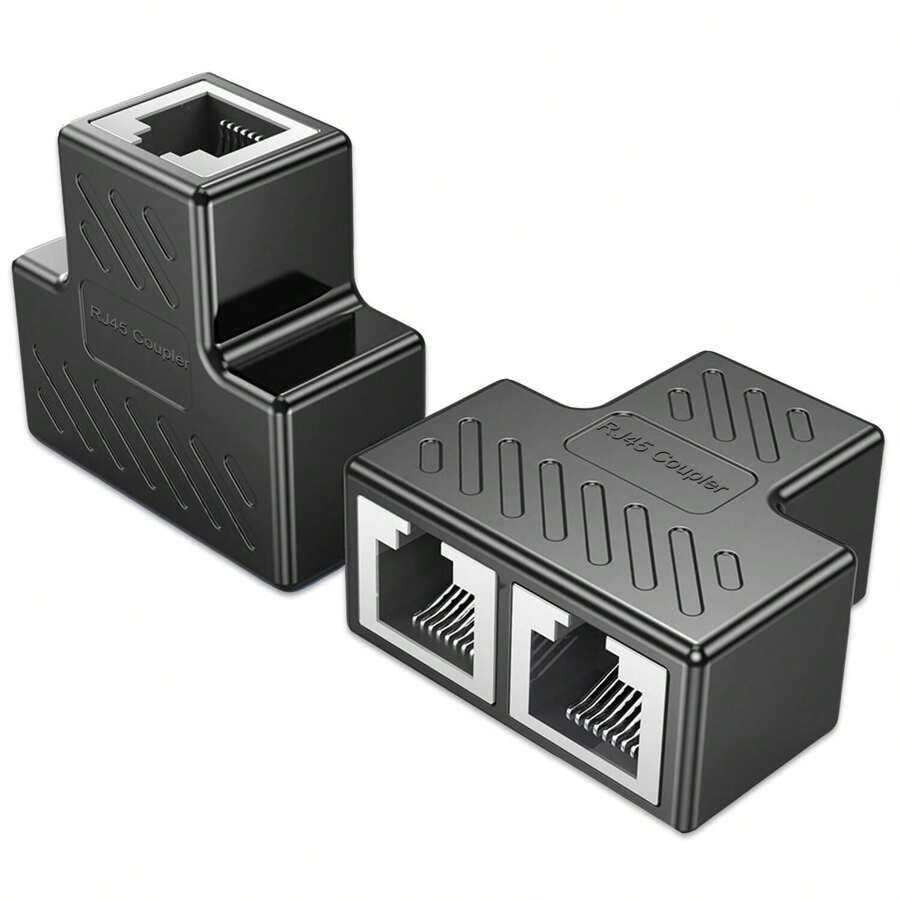 Adaptador Bifurcador Splitter 1 a 2 Ethernet RJ45 - Negro - Ver 1