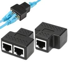 Adaptador Bifurcador Splitter 1 a 2 Ethernet RJ45 - Negro - Ver 2