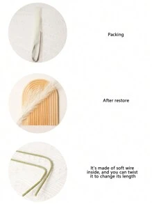 1個長25.59英吋人造纖維植物,配有5個帶流蘇的羽毛和波西米亞風格的草,適用於婚禮/派對/家居/節日裝飾 - 白色 - 查看 4