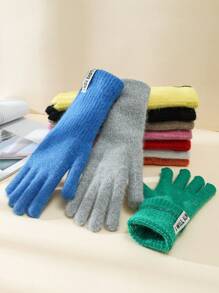 1 双女士触屏针织手套，长款保暖，手指剪裁设计，适合骑自行车、户外活动、工作和居家 - 分指手套 - 查看 11