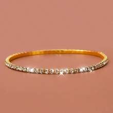 1pc Sparkling Rhinestone Elastic Women's Anklet, Fashionable Daily Accessory - Silver - View 4