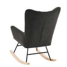 Rocking Chair Nursery, Upholstered Glider Rocker With High Backrest, Reading Chair Modern Rocking Accent Chairs Glider Recliner For Living Room, Nursery, Bedroom - Coffee Brown - View 7
