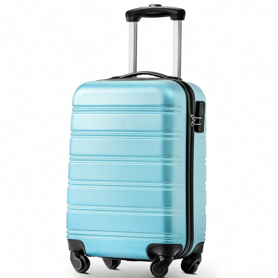 ABS Hard Shell Travel Trolley Suitcase 4 Wheel Luggage Set Hand Luggage, 20" - Blue - View 1