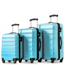 ABS Hard Shell Travel Trolley Suitcase 4 Wheel Luggage Set Hand Luggage, 20" - Blue - View 11
