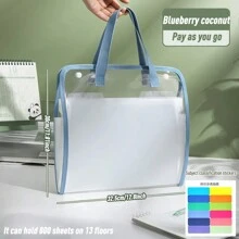 A4 Transparent Document Storage Bag, Accordion Style With Handle, Perfect For Primary, Middle And High School Students To Organize Homework, Notes And Exams By Subject(With Zipper) - Blue - View 3