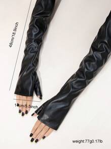 Street Solid Long Fingerless Gloves - Black - View 10
