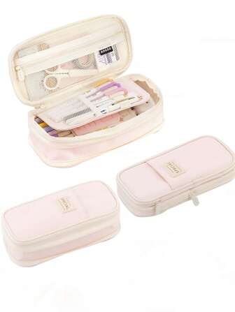 Cross-Border Exclusive Japanese And Korean Style Macaron-Colored Transformable Pencil Case With Large Capacity. Upgraded Stationery Box, Gift For Kids And Students. Can Also Be Used As A Purse. Minimalist Storage Bag For Boys And Girls. Back To School,Pencil Pouch,School Bag
