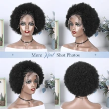 Mới Sợi tổng hợp 10x5 Ren Mặt trước Bện Tóc giả Uốn tóc Tóc giả Quăn Bob Tóc giả Với Bánh bao Đối với Afro   Với Mái Tóc Em Bé Ren Tóc giả Người mới bắt đầu Thân thiện Chống nóng Tóc giả - màu đen - Xem 7