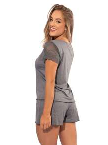 Eatifa Plus Size Nightgowns & Sleepshirts - Grey - View 2