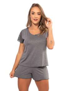 Eatifa Plus Size Nightgowns & Sleepshirts - Grey - View 1
