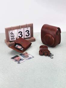 Protective Case Compatible With Fujifilm Instax Mini11,Mini12 Instant Film Camera With Accessory Pocket And Adjustable Strap Mini Film Photo Case - Brown - View 11