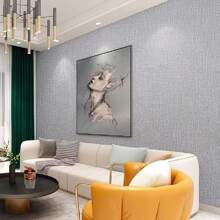 1卷自粘式壁紙,灰色亞麻紋理,防水,可拆卸,適用於臥室、客廳、家具翻新 - 灰色 - 查看 4