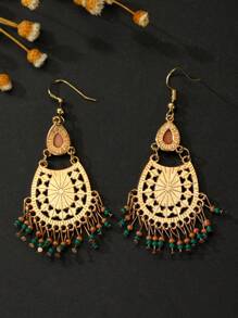 1 Par De Brincos De Borla Com Miçangas Vintage Boêmio Ocidental Da Moda Para Mulheres, Ideal Para Enfeites De Festival E Vestir Diário