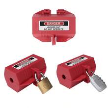 1 Pieza Candado Rojo De Enchufe Eléctrico Con Caja De Bloqueo Para Lavadora, Televisión, Aire Acondicionado Y Candado De Seguridad Para Enchufe De 2/3 Pines - Bronce - Ver 3