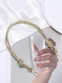 1 件女士时尚晚装包，带闪亮水钻和双结装饰肩带，配有水钻链，适合正式场合或日常使用包包装饰链