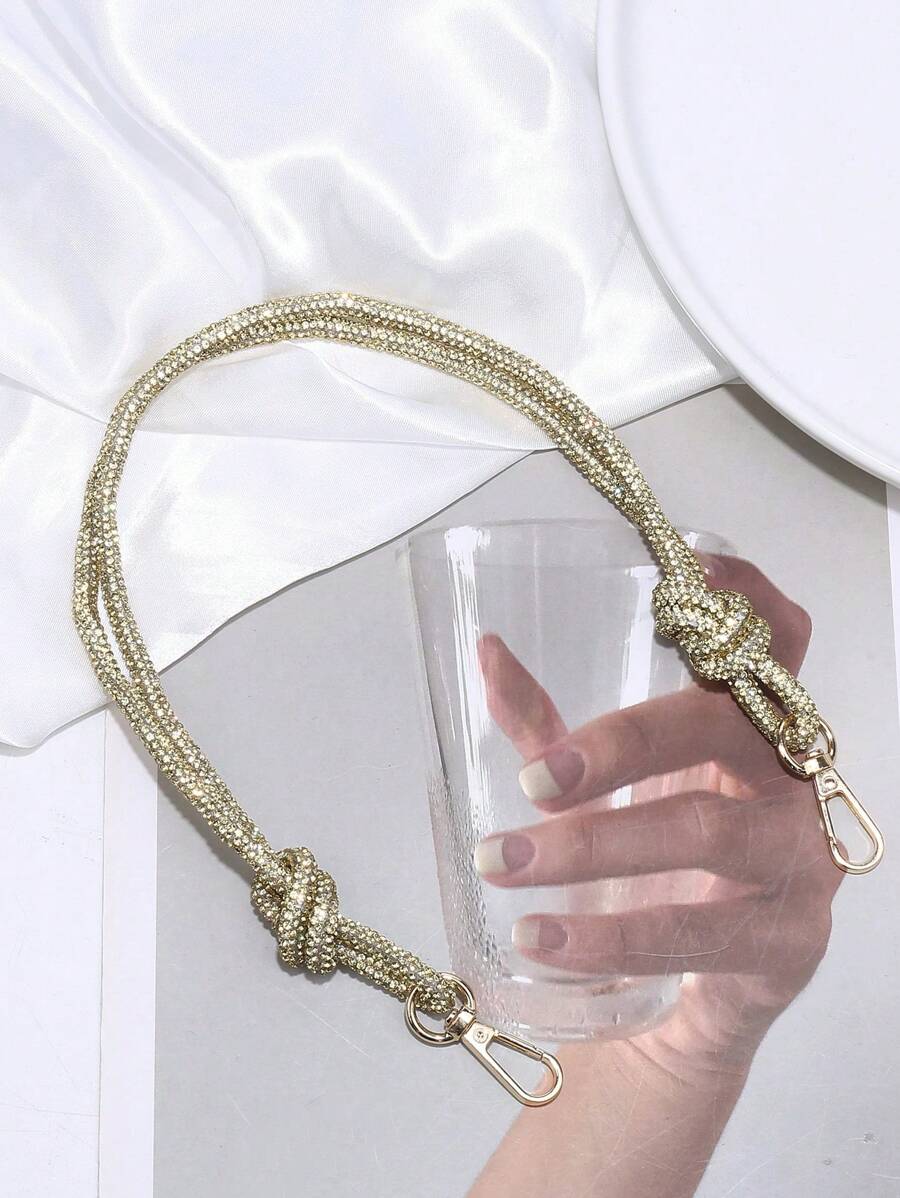 1 件女士时尚晚装包，带闪亮水钻和双结装饰肩带，配有水钻链，适合正式场合或日常使用包包装饰链