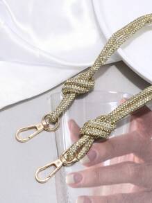 1 件女士时尚晚装包，带闪亮水钻和双结装饰肩带，配有水钻链，适合正式场合或日常使用包包装饰链