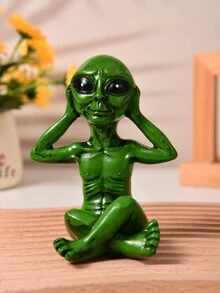 1件花園裝飾外星人造型樹脂工藝雕像 - 綠色 - 查看 5
